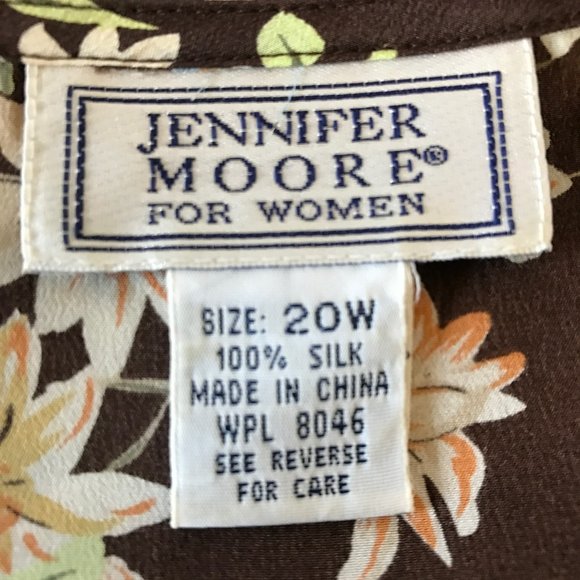 JENNIFER MOORE 20W 100% Silk Print Blouse/Vintage - Picture 3 of 5